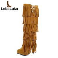 Neuer Stil Plus Größe 43 Fringe Kniehohe Stiefel Frauen Neuer Stil Plus Größe 43 Fringe Kniehohe Stiefel Frauen