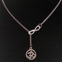 Wholesale lucky Brass Knuckle Dusters Aum Ohm Om Yoga Guardian Angel ign of the horns Infinity charm sweater chain necklace DIY Women jewelry A60