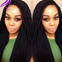 Wholesale High quality synthetic Braided Lace Front Wigs senegalest twist color b Brazilian African American Women Wigs With Baby Hair