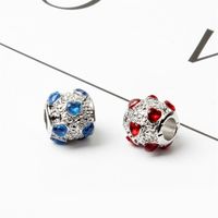 Wholesale Red Or Blue Heart Crystal Charm Bead Shining Big Hole Fashion Women Jewelry European Style For Pandora Bracelet Necklace