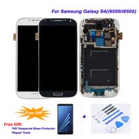 Wholesale For Samsung Galaxy S4 i9505 i9500 LCD Working LCD Touch Screen Display Digitizer assembly Frame for Samsung Galaxy S4 i9500