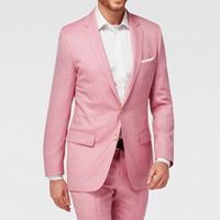 Wholesale 2018 Pink Evening Party Men Suits Groom Wear Notched Lapel Two Piece Custom Made Wedding Groom Tuxedos Jacket Pants