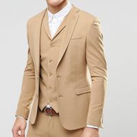 Wholesale Three Piece Champagne Evening Party Men Suits Latest Trim Style Blazer Two Button Wedding Groom Tuxedos Jacket Pants Vest