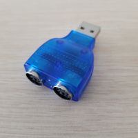 Wholesale USB Adapter to Dual PS2 Adapter Conversion Head Male to Female Mouse Keyboard Head Blue