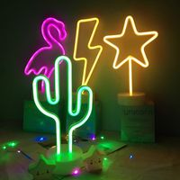Wholesale Wholsale Neon Sign Table LED Night Light Cactus Coconut Tree Christmas Tree Pineapple Neon Desk Table Lamp Light for Festival Party Deco