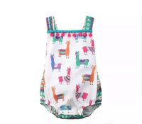 Wholesale INS Newborn Baby Girls Cute Alpaca Unicron Print Summer Romper Infant Fashion Backless Jumpsuit Kids Cotton Tassel One Pieces Outfits