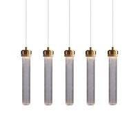 Wholesale Creative strip glass LED Pendant Lamp metal texture round tube Pendant light Parlor Bedroom Suspension Home lighing G782