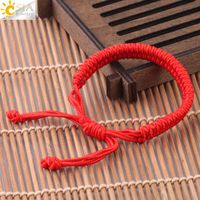 Wholesale CSJA Cheap Handmade Bracelet Lucky Daily Jewelry for Women Men Red Rope Cord String Thread Rainbow Weave Resizable Friendship Bracelets S211