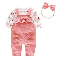 Wholesale 3PCS Set Cute Newborn Baby Girl Clothes Worth The Wait Baby Coon T Bow ie Decoration Overalls Headband Outfits Dress