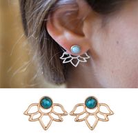 Wholesale Listing Trendy Hot Fashion Post hanging Hollow Lotus Earrings Geometric Round Resin Stud Earrings For Women Jewelry