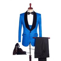 Wholesale Custom Made Newest Side Vent Shawl Lapel Wedding Groom Tuxedos Men Suits Wedding Prom Dinner Best Man Blazer Jacket Tie Vest Pants m125