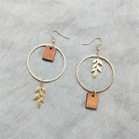 Wholesale 1pc wood hand crafted leaves geometric log asymmetrical irregular atmosphere earring ear clip for girl