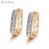 Wholesale MGFam E factory sale Square Hoop Earrings For Women Gold Plated Top Quality CZ