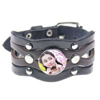 Wholesale button leather bracelets for dye sublimation fashion leather snap button bracelet jewelry hot transfer blank diy custom consumables