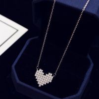 Wholesale Luxury Full of Zircon Love Heart Pendant Necklace for Women Wedding Party Choker Necklace Collar Sweet Jewelry as gift colors