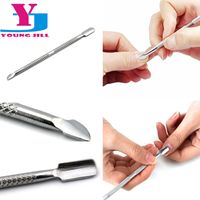 Wholesale hot cuticle remover stainless steel pusher manicure nail polish trimmer metal pedicure care clean beauty tools