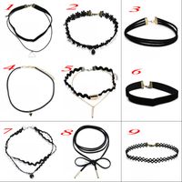 Wholesale Fashion gothic double neck chain suit lace choker Korean velvet necklace jewelry small gift to send girls