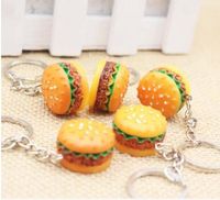 Wholesale Food keychains cute dessert burger cake donut keychains car keys bag pendant gifts cheapest fashion accessories
