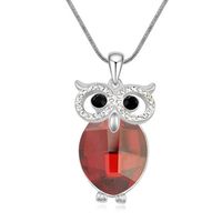 Wholesale Fashion Jewelry Women Crystal from Swarovski Elements Sweater Chain Long Necklace Owl Pendants White Gold Plated