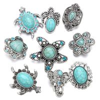 Wholesale Noosa Chunks Ginger Snap Jewelry Heart Turquoise mm Snap Button for DIY MM Snap Button Bracelet Earrings Ring