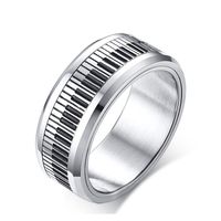 Wholesale Fashion Stainless Titanium Steel Rings Silver Color Musical Piano Keys Rings for Men Women Unisex Gift Jewelry