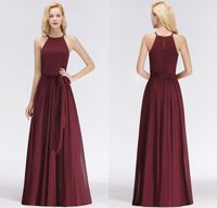 Wholesale Real Pictures New Designer Burgundy Chiffon Long Bridesmaid Dresses Floor Length Custom Made Wedding Party Gowns BM0035