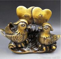 Wholesale China s archaize Pure brass Mandarin duck love statue