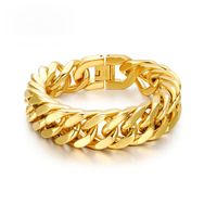 Wholesale Mens Chain Link Bracelet mm Wide Stainless Steel Wrist Band Hand Gold Color Bracelet Male Jewelry Gift Pulseira