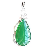Wholesale Natural ice green medulla Agate silver inlaid female pendant pendant jade necklace collarbone chain pendant sent to girlfriend