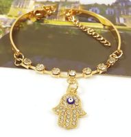 Wholesale hot new European and American fashion simple set with diamond evil eye the hand of Fatima simple bracelet stylish classic delicate elegance