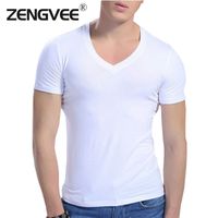 Wholesale Comfortable men cotton Color V neck short sleeve undershirts sweat and proof underwear Size M L XL XXL
