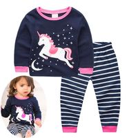 Wholesale inx xmas Unicorn Christmas Pajamas Pjs Girls Pijama De Unicornio Pyjamas Kids Kigurumi Kitty Dinosaurio Baby Girl Enfant pc set tops pant