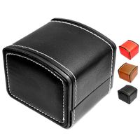 Wholesale Fashion Watch Box Faux Leather Square Jewelry Watch Case Display Gift Box with Pillow Cushion free ship
