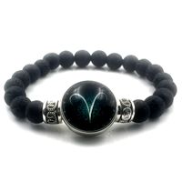 Wholesale 8mm Lava Natural Stone beads bracelet for women men jewelry vesuvianite beads with Zodiac sign Snaps button bileklik A18011