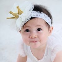Wholesale 2018 New Baby Flower Headband White Crown Hair Bands Handmade DIY Headwear Hair Accessories for Children Newborn Toddler