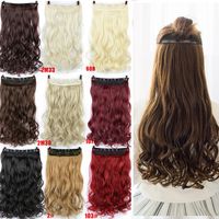 Wholesale 24 quot Curly Long Clip in Hair Black Brown Blonde Real Natural Wavy Synthetic HairPiece Hair Wig