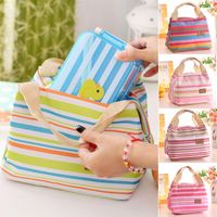 Wholesale Insulated Lunch Bag Thermal Stripe Tote Bags Picnic Food Lunch box bag for Women Girls Ladies Kids