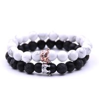Wholesale Crystal Crown Natural Stone beaded Strands bracelet Lave Rock White howlite Diamond Bracelets Fashion Jewelry for Women Men Will and Sandy