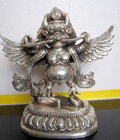 Wholesale Tibetan nepal Buddhist Silver bronze GARUDA statue bouddha statue