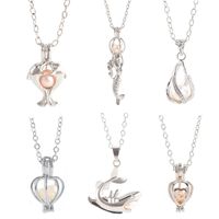 Wholesale 2020 New Oyster pearl Pendant Necklaces Unicorn Cages Locket Hollow Out Love Wish Pearl Necklace Fish Heart Mermaid Crown Skull DIY jewelry