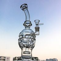 Wholesale Fab Egg Glass Bong Recycler Rig Showerhead Perc Bongs Swiss Perc Dab Rig Clear Glass Water Pipe With mm Bowl