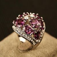 Wholesale Luxury Purple Cubic Zirconia Ring for Women Wedding Costume Jewelry Platinum Plated Vintage Bijoux Charming Finger Ring