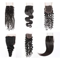Wholesale Brazilian Human Hair Closure Swiss Lace Closure Water Wave Peruvian Hair Deep Wave Body Wave Straight Three Part Middle