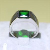 Wholesale Exquisite Men Wedding Jewelry White Gold Filled Band Ring ct Square Emerald Zirconia Rings for Male Unique Gift Size