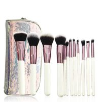 Wholesale Cosmetics Piece Crystal Makeup Brush Set With Zipper Bag White Rose Gold Glitter Sparkle Case Bag