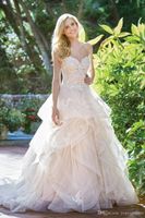Wholesale 2019 Jasmine A Line Wedding Dresses Sweep Train Sweetheart Tiered Skirts Lace Wedding Dress Luxury Ruffle Plus Size Country Bridal Gowns