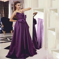 Wholesale Simple Design Elegant Floral Bodice Purple A Line Long Prom Dresses New Women Formal Party Dress Evening Dress Cheap Fashion Gowns