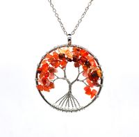 Wholesale Handmade Pendant Necklaces Fashion Tree of life pendant Amethyst Rose Crystal Necklace Gemstone Chakra Jewelry acc042