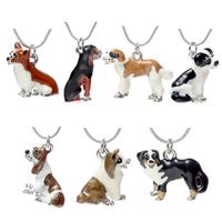 Wholesale popular Enamel Dog Necklace Cute Best Friends Pet Dog Pendants necklace Fashion Jewelry for Women Christmas Gift