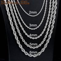 Wholesale Fashion Jewelry Stainless Steel Necklace mm mm mm Rope Twisted Link Chain Silver Color For Men Women Gift SC12 N